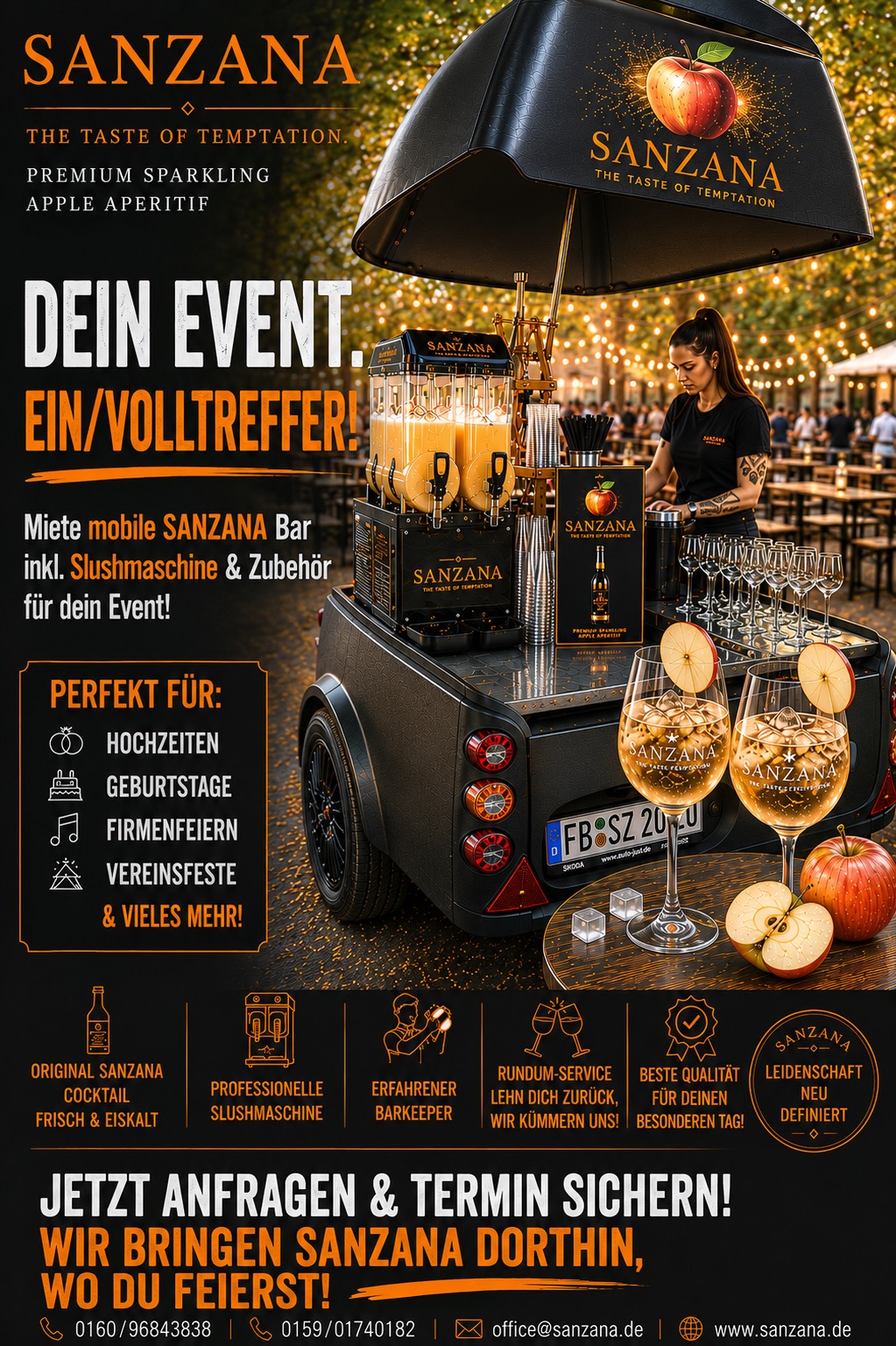 Mobile SANZANA Bar mit Slushmaschine für Events mieten
