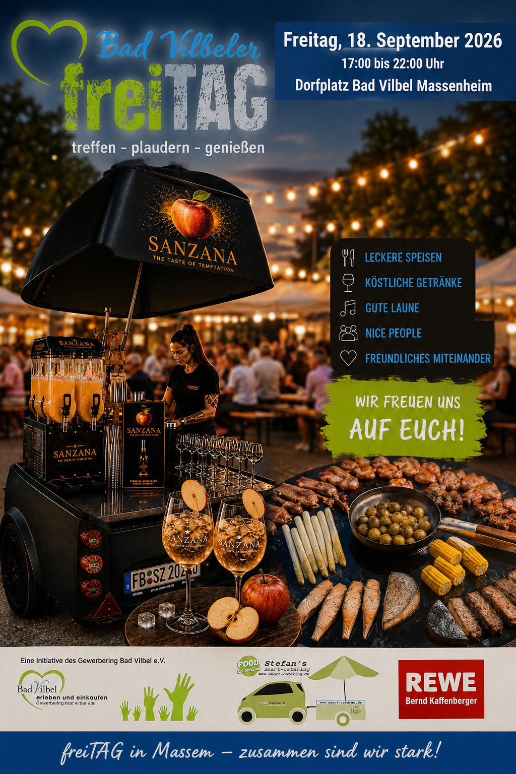 Flyer Bad Vilbeler freiTAG am 18. September 2026 auf dem Dorfplatz Bad Vilbel Massenheim