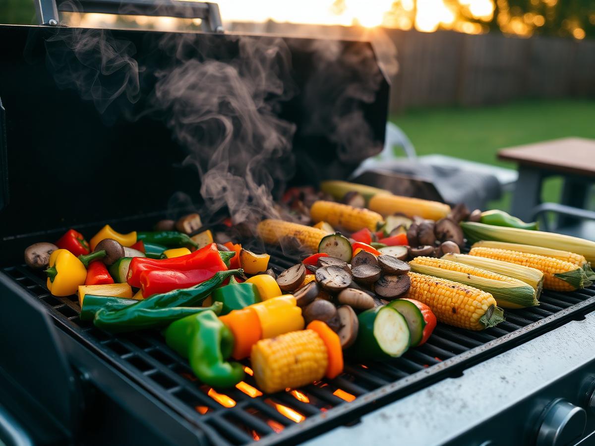Gegrilltes Gemüse und Maiskolben auf dem Grill
